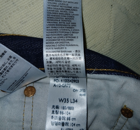 #046 Mens Levi Strauss 501 Original Stretch Blue Jeans Size W/35 L/34 - Picture 11 of 16